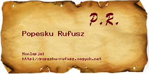 Popesku Rufusz névjegykártya